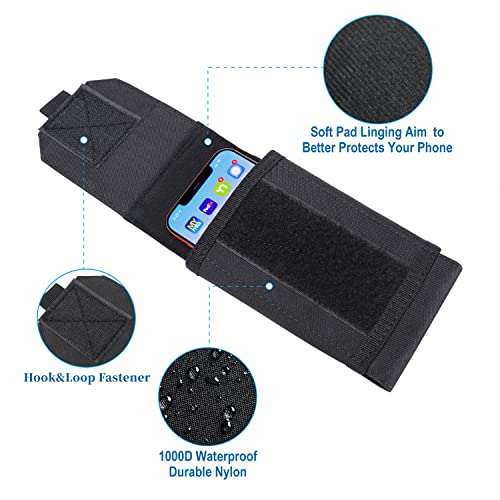 Image of Black Tactical Molle CellPhone Pouch Case,Heavy Duty Waterproof Phone Holster Bag for iPhone 11 12 13 Pro Max For Samsung S22 S21 S20 FE Note 20 A13 A12 A02S Less 6.7 inch Phone with 4 Pack Patches