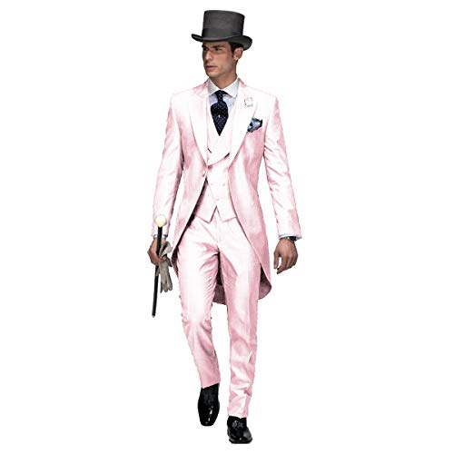 Rdzding Mens Tailcoat Tux 3 Piece Slim Fit Blazer Suits