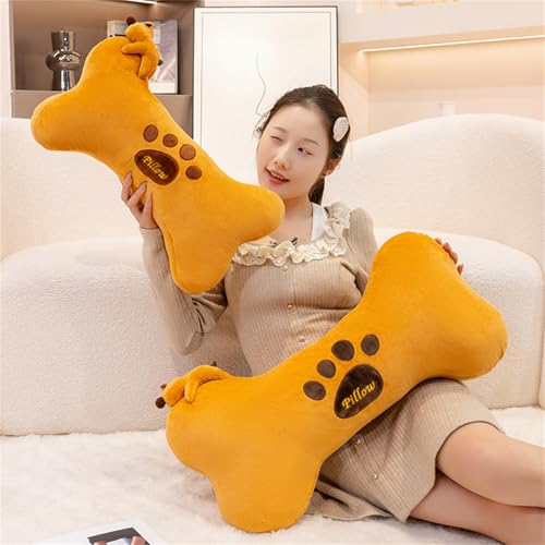 AQCQDQ Knochen-Dekokissen Aus Plüsch, Knochenform Kissen Kinder Kuschelkissen, Kuschelkissen Kinder Schmusekissen, Knochen Puppe für Home Sofa Schlafzimmer Bett Dekoration (50 cm,Knochen)