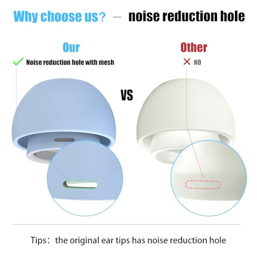 Image of 3 Pairs Replacement Ear Tips for AirPods Pro and 2nd Generation with Noise Reduction Hole, Silicone Ear Tips for AirPods Pro with Portable Storage Box and Fits in Charging Case (S /M /L, Light Blue)