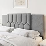 3 in 1 Headboard for Full/Queen/King Size Bed, Upholstered Tufted Headboard Only, Height & Width Adjustable Head Boards, Attach Frame, Study & Comfortable, Ideal for Bedroom, Dorm, Guest Room, Grey
