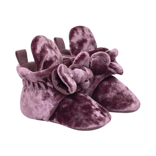 Robeez Baby Booties with Slip Resistant Soles Snap Booties, Bonnie Pink Velvet Bow, 6-12 Months