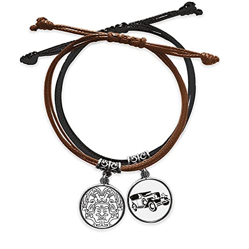 Bracelet fresque Égypte de créateur avec cuir noble et détails d'ailes ciselées