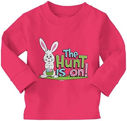 The Hunt is On - Bunny Easter Egg Long Sleeve Toddler Cotton Jersey Shirt (Pink, 4T)