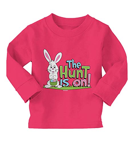 The Hunt Is On - Bunny Easter Egg Long Sleeve Toddler Cotton Jersey Shirt (Pink, 4T) #TOP18