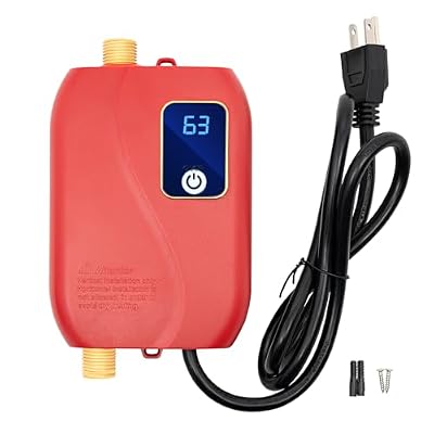 GSHIOIO Tankless Water Heater Electric 110V 3000W Mini Under Sink Water Heater Kitchen Household Instant Hot Water Heater 68-122°F W/IPX4 Water-Proof Level for Kitchen Bathroom Washin (Red)