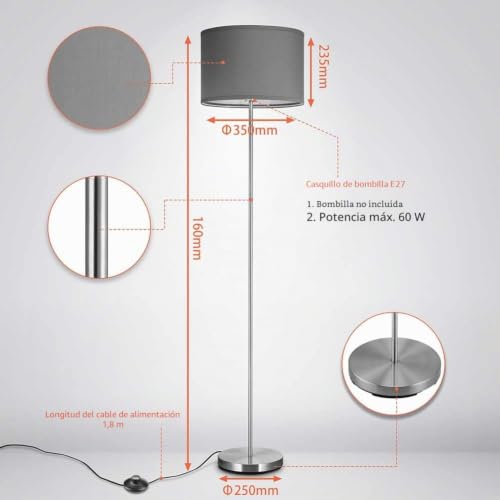 Lámpara de pie alta de 160 cm perfecta para espacios que necesitan luz dirigida 6