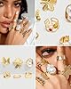 YEEZII 20 Pcs Gold Rings Set for Women, Chunky Statement Flower Finger Midi Rings, Big Boho Stacking Rings Pack Trendy Stuff Jewelry Gift #5