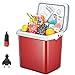 YYNN Nevera portátil eléctrica y calentador de 24 litros con mango automático portátil, dos enchufes de 230 V CA y 12 V CC para acampadas, viajes, picnics en casa, Eco Max Modus Design, color rojo