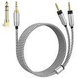 Focal Replacement Cable with 6.35mm Adapter Compatible with Focal Elear Elegia Clear Stellia Celestee Headphones Replacement Audio Cable 4ft