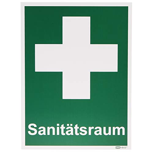 Axppin Rettungsschild Sanitätsraum 150 x 200 mm, Kunststoff, Schild, Grün, Minimalistisch