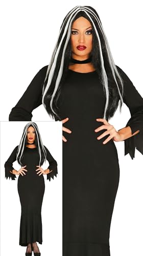 FIESTAS GUIRCA Disfraz de Madre de Familia Siniestra para Mujer - Disfraz Gótica con Elegante Vestido Largo Gótico Negro - Disfraces de Halloween para Mujer Talla M