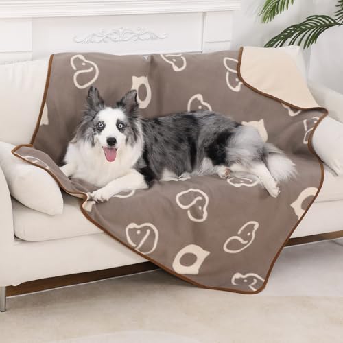 IDOGCHEW Hundedecke Wasserdicht 100x75 cm, Geeignet für Katzen & Kleine bis Mittelgroße Hunde, Hundedecke waschbar aus Sherpa Fleece, Flauschig und Weich Maschinenwaschbar - Braun