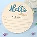 Hello World Newborn Welcome Sign - 5.9 Inch Wooden Baby Name Birth Announcement Plaque for Boys Girls Photo Props, Shower, Hospital, Nursery (Blue)
