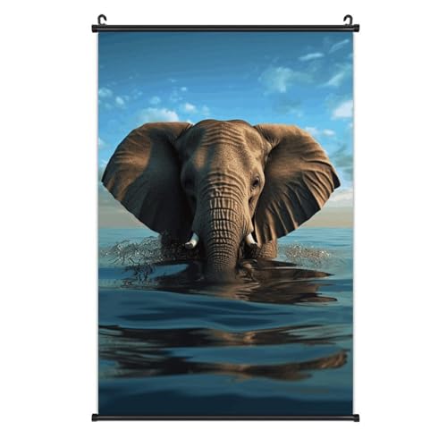 Poster éléphant assis dans l'eau multi-tailles suspendre déco intérieure