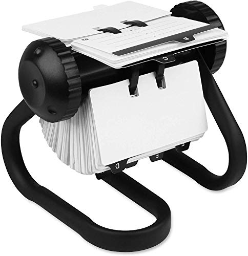 Lorell, LLR01035, Black Metal Tubular Rotary Card File, 250 Card Capacity