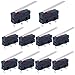 mxuteuk Lot de 10 mini interrupteurs de fin de course 5 A 125 250 V AC SPDT 1NO 1NC Long Droit à levier à charnière Type 3 broches KW11-3Z03