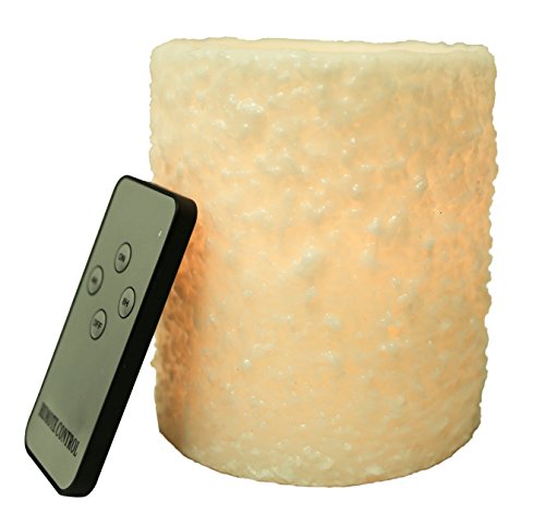 Genuine Wax Cake Style Flameless LED Candle - Auto Timer & Remote Control - Battery Operated - Scented (French Vanilla)