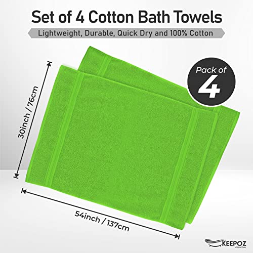 Keepoz 4 Piece Bath Towels Set, Premier Cotton 600Gsm, (30X54 Inches) Extra Large, Lightweight, And Highly Absorbent Quick Drying Luxury Bath Towels Set For Bathroom, Gym, Spa And Hotel (Green) #TOP1
