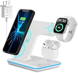Wireless Charger, 3 in 1 Wireless Charging Station for iPhone 14/13/13 Pro/12/12 Pro Max/11/X/8, Qi Charging Stand with 18W Adapter for Apple Watch