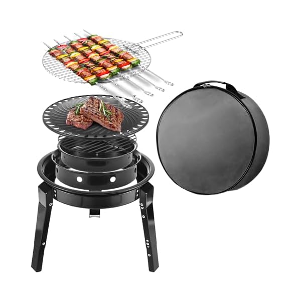 Portable Charcoal Grill, Tabletop Outdoor Barbecue, 14 Inches Folding Small BBQ Grill with Carry Bag for Outdoor Cooking Backyard Camping Picnics Beach