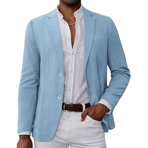 GRACE KARIN Men's Sky Blue Blazer Jacket Cover