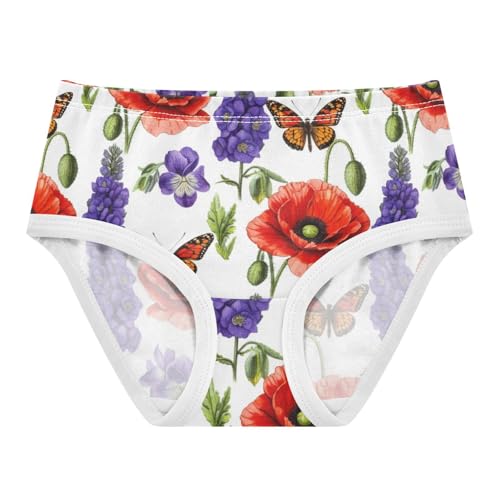 Joisal Cotton Girls Underwear Toddler Botanical Wildflowers Red Flowers Little Girl Panties Designer Briefs Girls Undies 2t