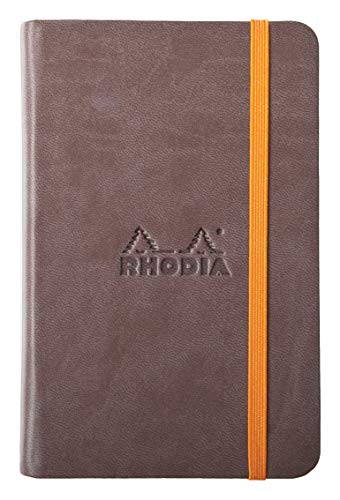RHODIA 118643C - Chocolate Rigid Notebook - A6 - Lined - 192 pages - Ivory Clairefontaine Paper 90 g/m - Bookmark, Elastic Closure - Faux Leather Cover - Rhodiarama Collection