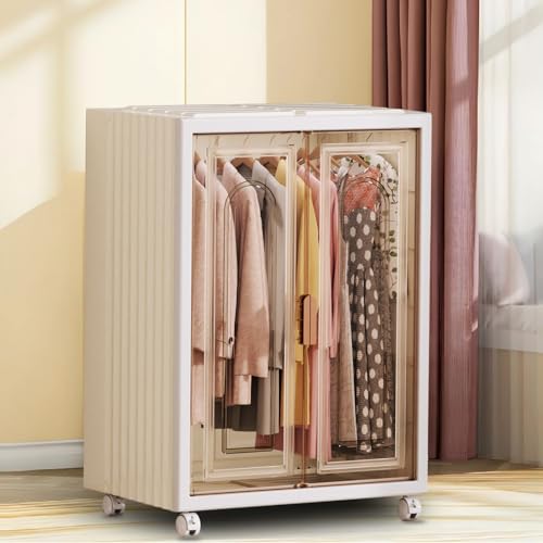 FOLREORP Mobiler Kleiderschrank 102x45x170cm - Stoffgarderobe Mit Kleiderstange, Fächern & Rollen