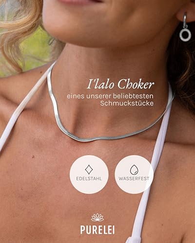 Purelei I'lalo Choker (Silber) – Elegante Kette aus Edelstahl – Verstellbare Länge 35/40 cm – Schmuck inspiriert von Hawaii… – Ansicht 2