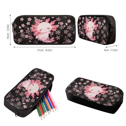 Cherry Blossoms Axolotl Backpack for Girls 6-8 8-10 10-12 Kids School Bag with Lunch Box Pencil Case Elementary Kindergarten Preschool Bookbag Teen Schoolbag Water Bottle Sleeve4