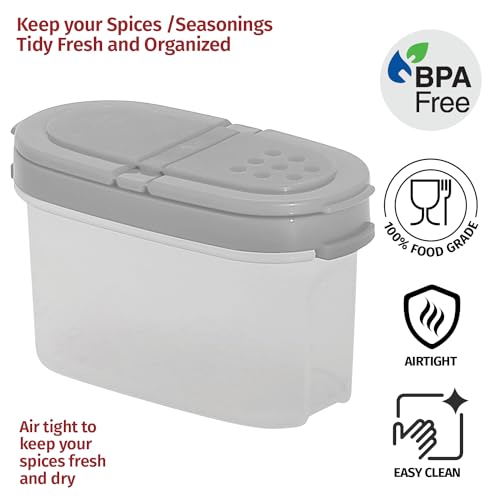 Image of Signoraware Sprinkles N Spice BPA Free Plastic Small Container with Lid (120mlx2 | Set of 2 | Grey)