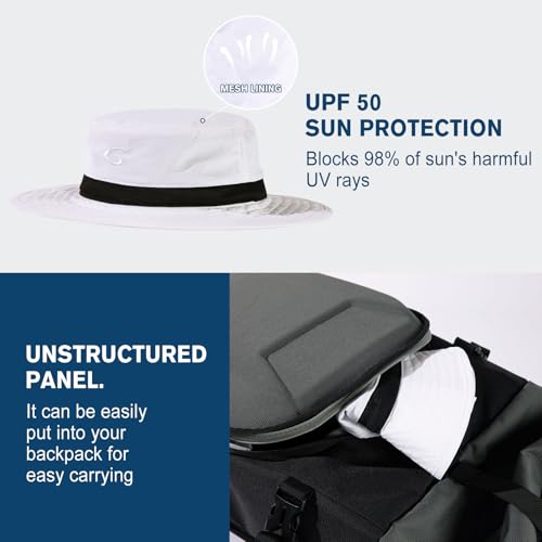 Image of Oversized XL XXL Waterproof Sun Hat for Big Heads Mesh Bucket Hat Wide Brim Adjustable Packable Hiking Beach Fishing
