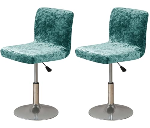 YOPOIY Juego de 6 fundas de terciopelo para taburetes de bar, fundas elásticas para taburetes de bar con respaldos, funda lavable para silla giratoria de comedor, mostrador, taburete pub (verde, 2