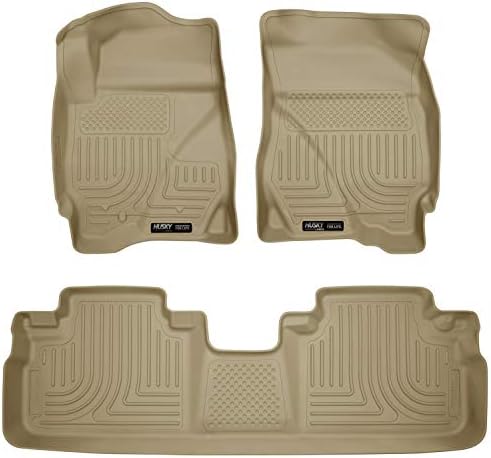 Husky Liners Weatherbeater | Fits 2009 - 2012 Ford Escape, Fits 2009 - 2011 Mazda Tribute/Mercury Mariner, Front & 2nd Row Floor Liners - Tan, 3 pc. | 98353