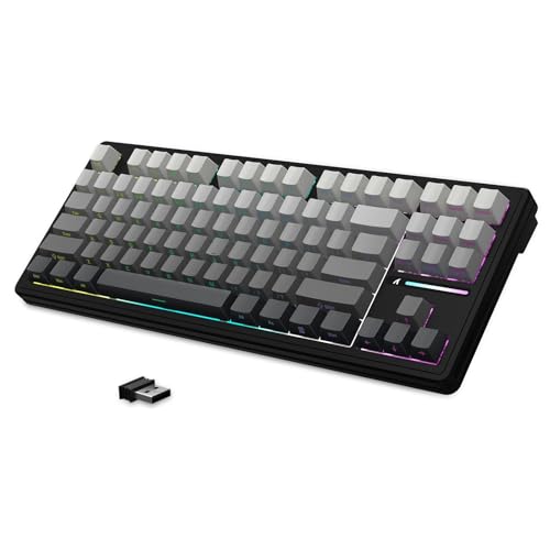 MAMBASNAKE x ATTACK SHARK M87PROV2 ���J�j�J���Q�[�~���O�L�[�{�[�h �R���p�N�g 80% 87�L�[ PBT�����X�^�C���L�[�L���b�v 3�ڑ����[�h Bluetooth5.0/2.4Ghz/Type-C �A���`�S�[�X�g �J�X�^