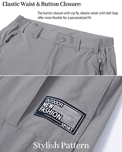 Magcomsen Men's Hiking Pants Soccer Long Shorts Tactical Capri Pants Gym Basketball Athletic Running Shorts Mens Casual Shorts Light Grey #TOP4