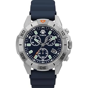 Timex Men’s Expedition Ridge Chronograph 42mm Watch – Blue Strap Blue Dial IP Steel Case