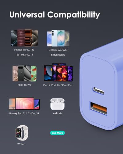 Image of [2 Pack] 20W USB C Charger Block Fast Charging Multiport Adapter