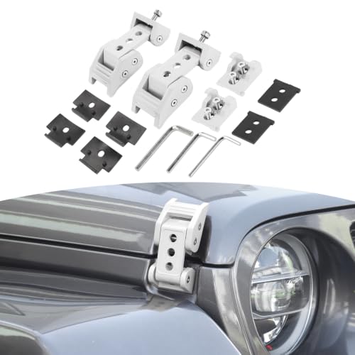 RT-TCZ for Wrangler Hood Latches Catch Kit Compatible with Jeep Wrangler JK JL 2007-2025 for Gladiator JT 2020-2025 White Exterior Accessories 2pcs (3-Holes)