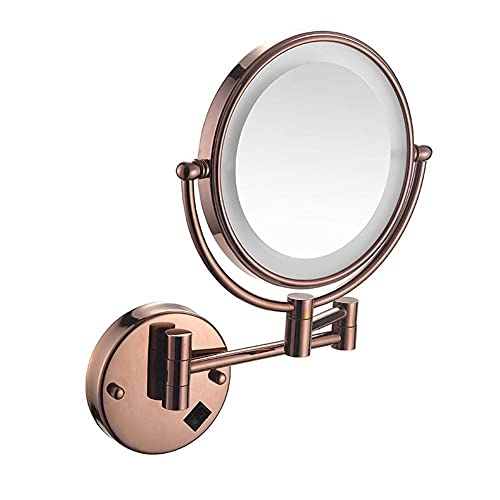 BZBZB Espejo de Afeitar para Baño Espejo de Maquillaje con Carga USB de 8 Pulgadas Montado en la Pared con Luces LED y Espejo de Tocador con Aume