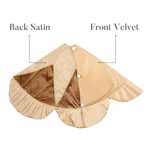 Valery Madelyn Christmas Tree Skirt for Tree Decorations, 60 inch Luxury Sparking Gold Large Xmas Velvet Tree Skirt with Starshaped Sequins Pattern & Ruffle Trim for Chritmas Decor by Valery Madelyn - Image 4