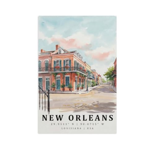 Affiche Nouvelle-Orléans paysage urbain deco salon chaleureux