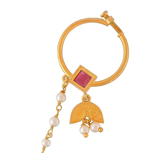 Pink Enamel Tulip Non-Piercing Nose Ring