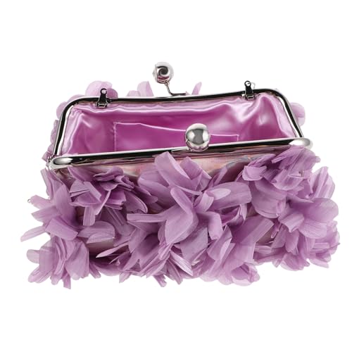 Sac de soirée portefeuille pour femme pochette fleurie violette