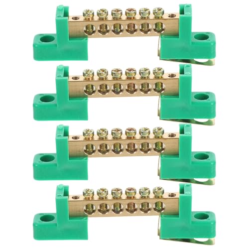 Vaguelly 4pcs Ground Wire Connector: 6 Positions Electrical Grounding Bar with Screw Terminal Blocks - Copper Connection for Home and Industrial Wiring