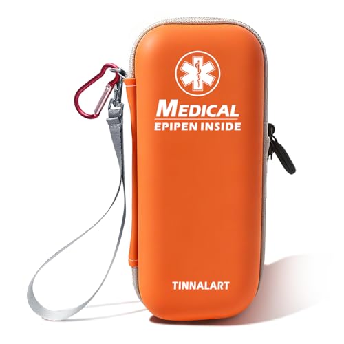 Tinnalart Insulated EpiPen Carry Case for 2 Pens - Bright Orange EpiPen Holder Allergy Medicine EssentialsPortable Epi Pen Case for Allergy Emergencycase only