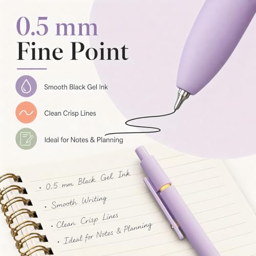 Image of FIOVER Gel Pens 7pcs 0.5mm Quick Dry Black Ink Fine Point Pens
