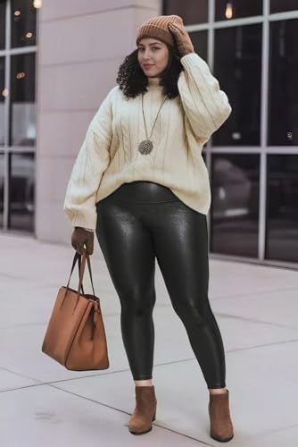 Retro Gong Womens Faux Leather Leggings Stretch High Waisted Pleather Pants4