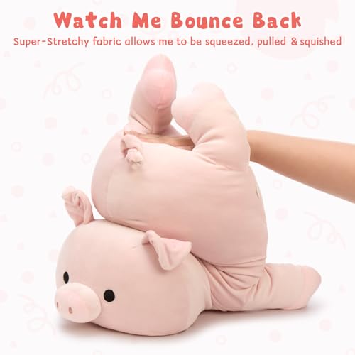 Image of MaoGoLan Pink Pig Plush Pillow- 24 inch Giant Pig Stuffed Animal Body Pillow, Soft Piglet Stuffy Plushie Hugging Pillow for Kid Girl Boy & Adult, Perfect Piggy Birthday Gift, Baby Shower Party Favor Decor